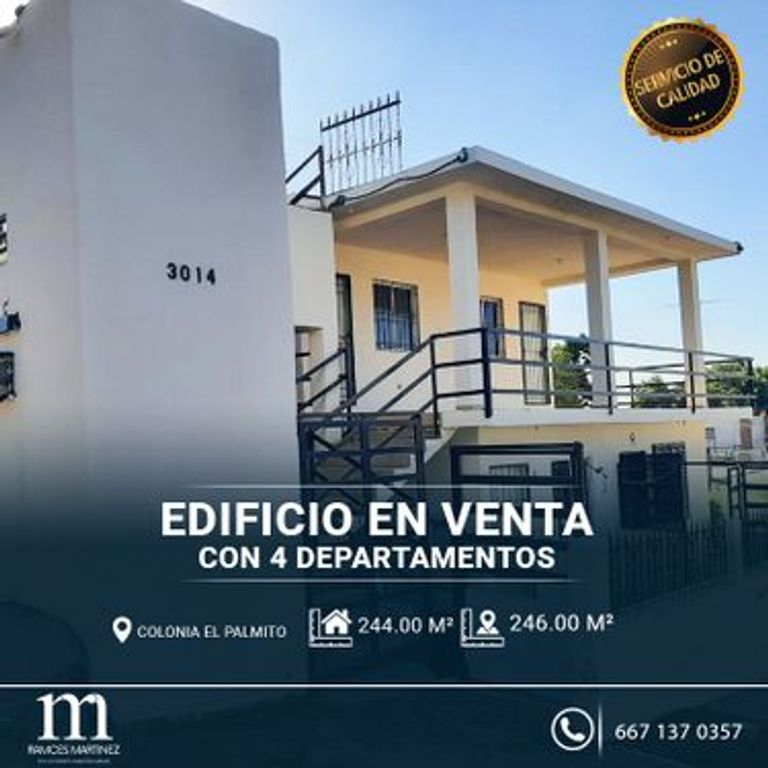 EDIFICIO EN VENTA CON 4 DEP. COL.PALMITO, CULIACAN